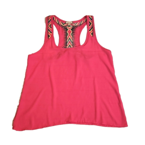 WOMENS Eyeshadow hot pink/magenta bohemian embroidered tank size Medium. - Picture 2 of 16